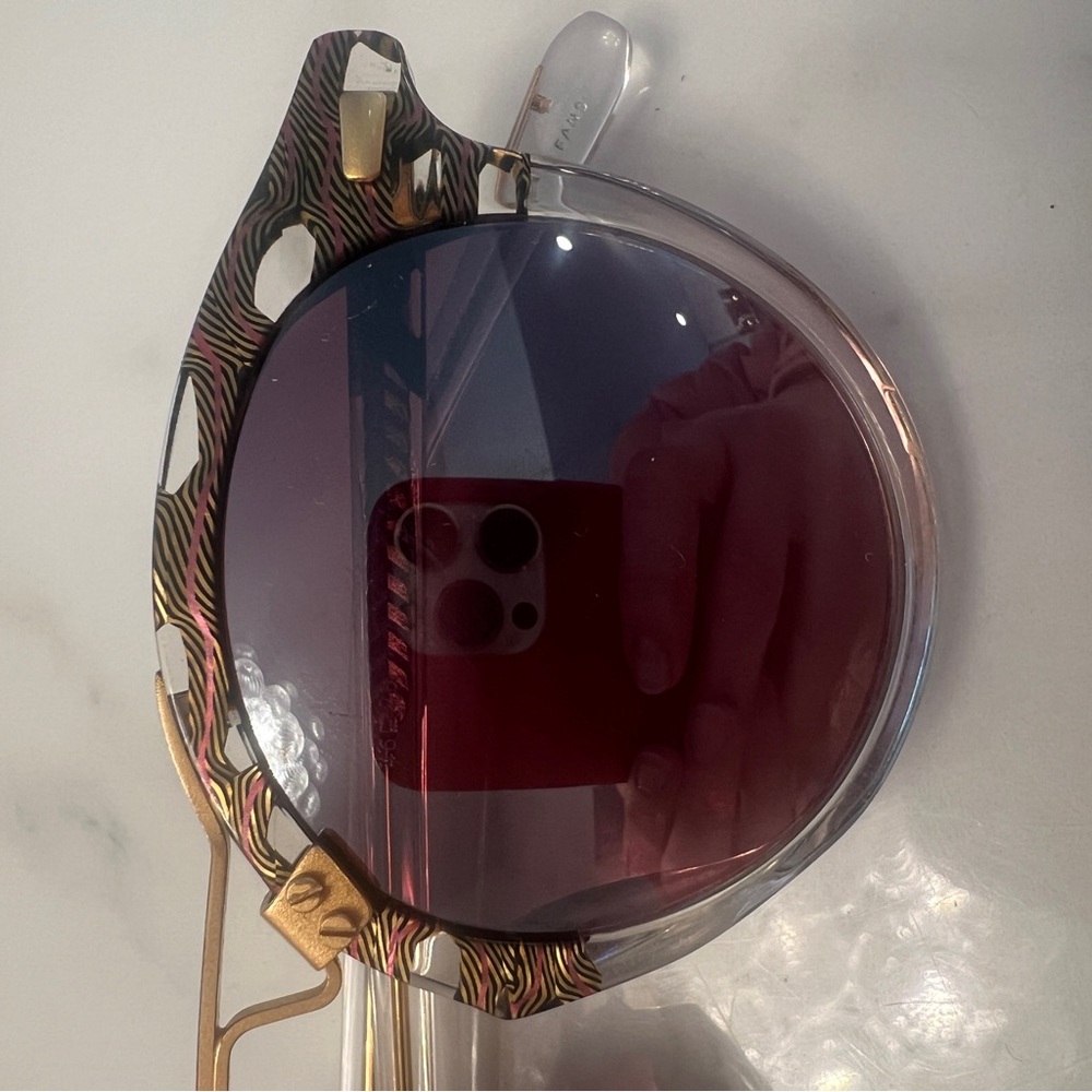 KREWE St. Louis Round Sunglasses with Mirror Lenses and Gold Detail - Picture 8 of 10